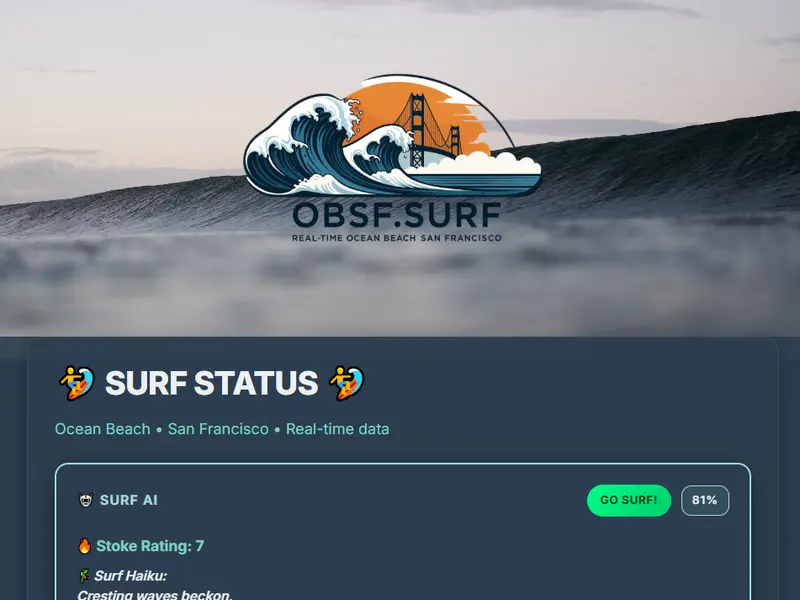 Ocean Beach Surf Forecast Dashboard Interface